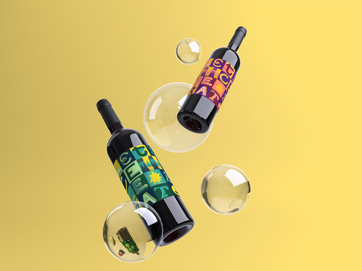 celebrate graphic ILLUSTRATION  lettering Packaging wine