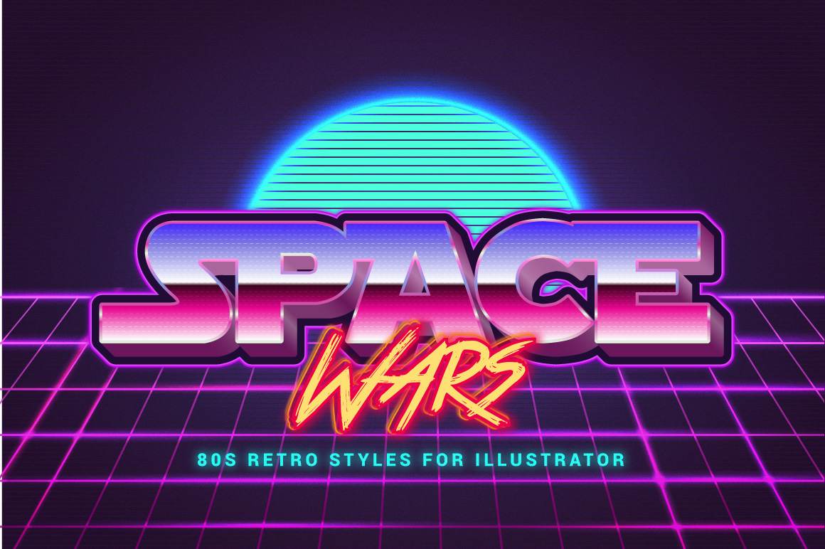 80s Retro vector vintage text effect typography   Illustrator logo poster layer style