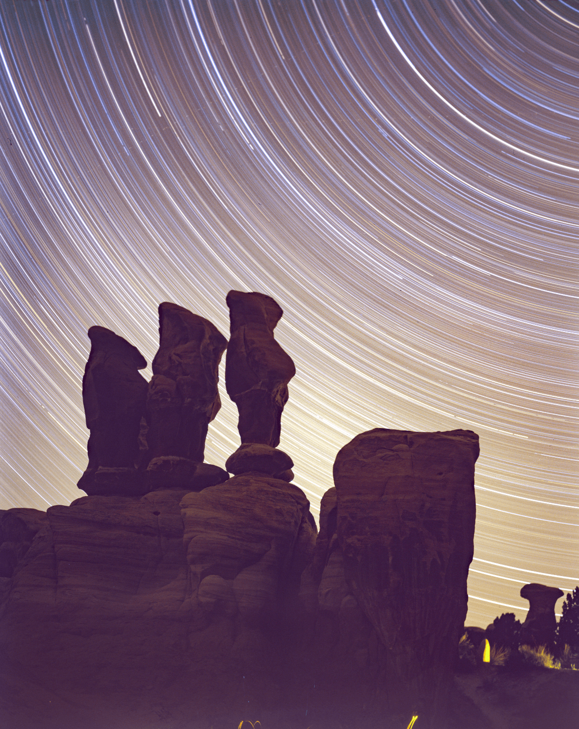 Long exposure of  the night sky on 4x5 film