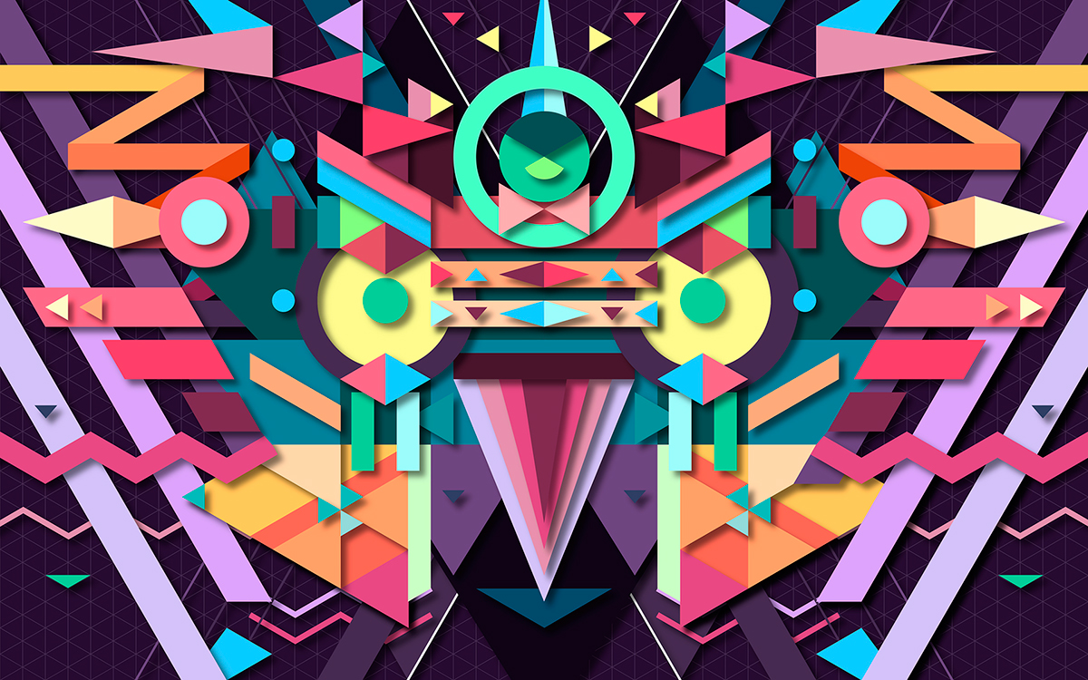 VJ  visuals  birds masks tribal geometric faces Patterns Colourful  birdmask aszyk resolume ableton