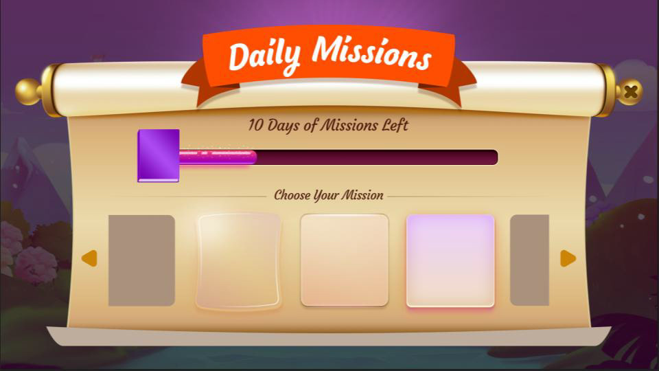 UI/UX game bingo mission scroll wings chest Game Art 2D vector