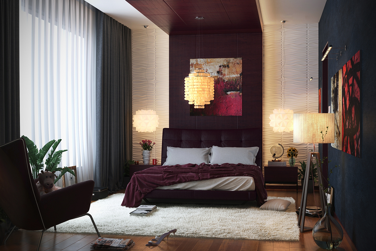 Interior bedroom 3D Render digital art material postproduction composting vray 3ds max photoshop CG artist visualization