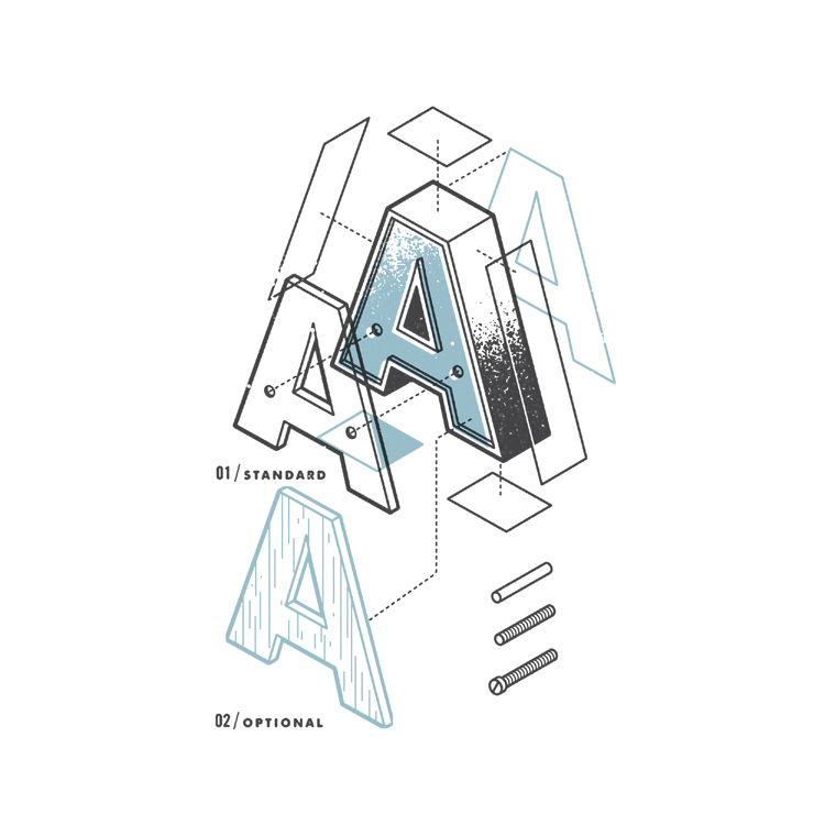 exploded  letters  alphabet  diagram