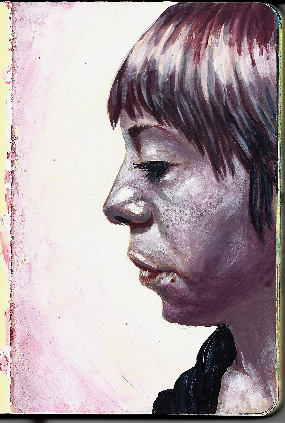 paint  acrylics moleskine pencil portrait