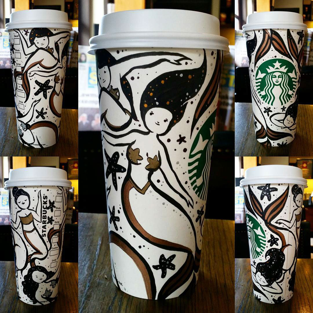 starbucks doodles White Cup Art