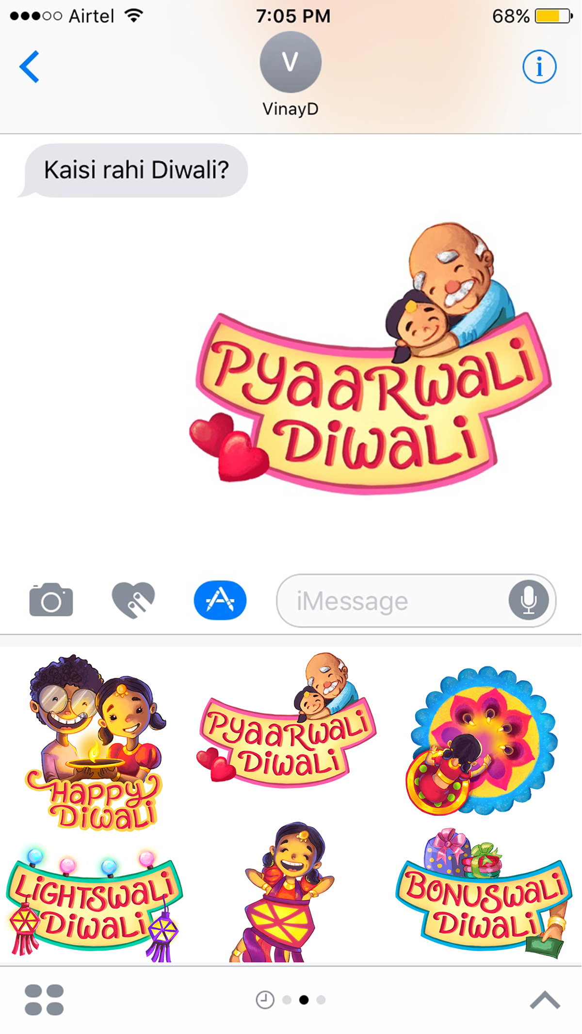 stickers imessage iOS10 Diwali