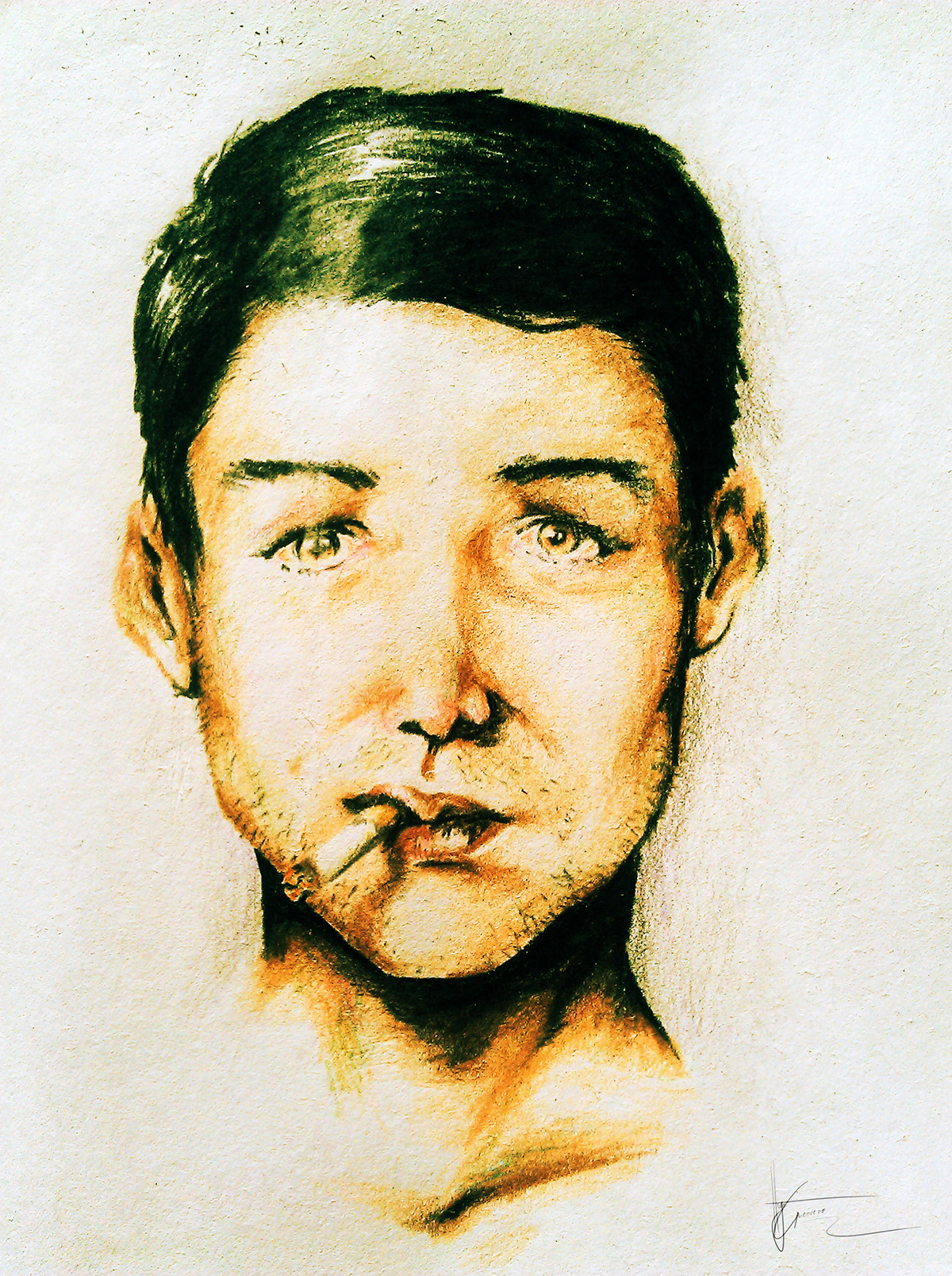 self portrait smoke cigarette portrait face sad