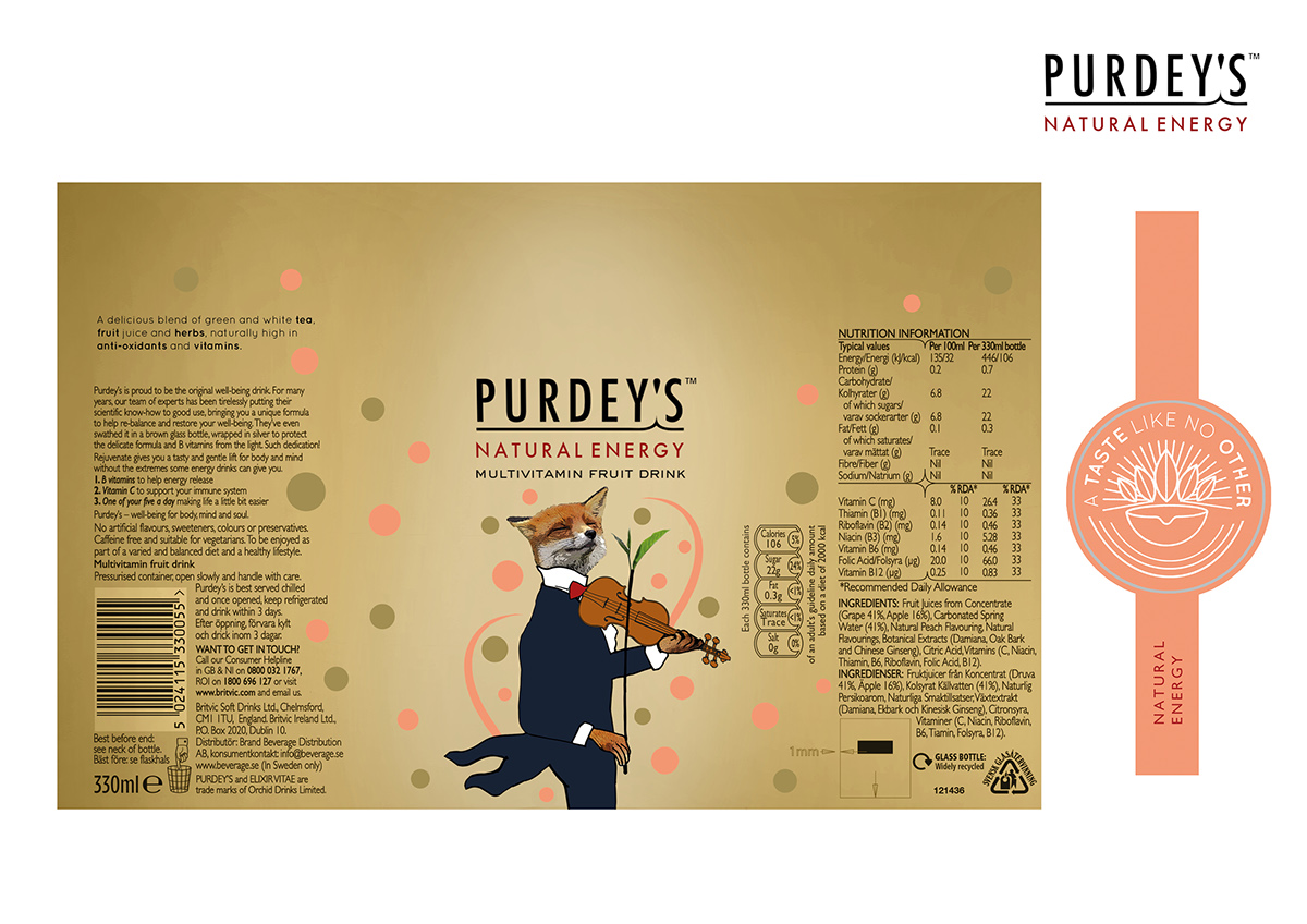 purdeys energy drink D&AD design drink deer FOX Drink Packaging