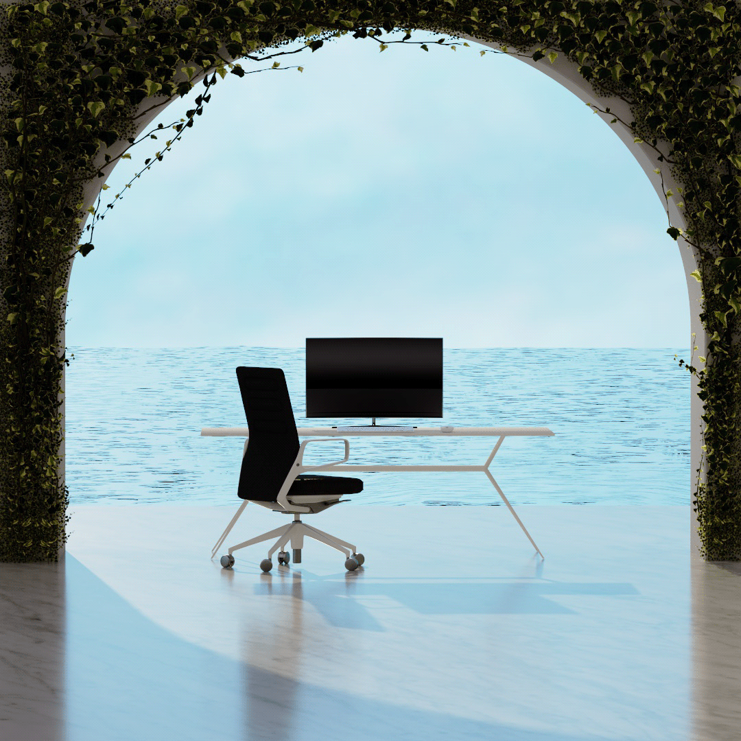 3D c4d decor desk Landscape paysage Piano redshift sofa Vase