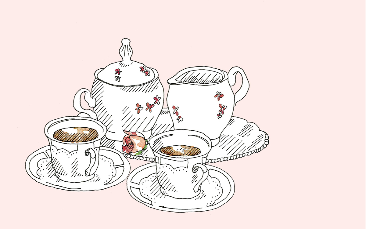 Coffee ignant watercolour pastel Magazine illustration lettering Mug  cup food art autumn type design Roses Interior rural