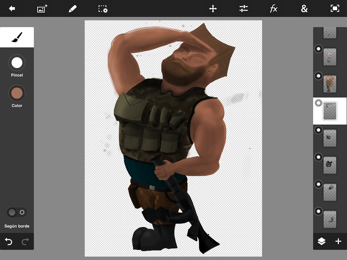 soldier cartoon Drawing  digital painting iPad ILLUSTRATION  Video juego video game