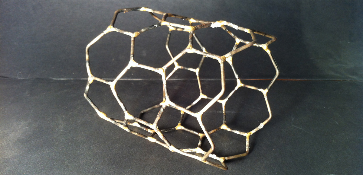 welding  sculpture  steel  metal  Hexagon nano  Nanotube  pattern