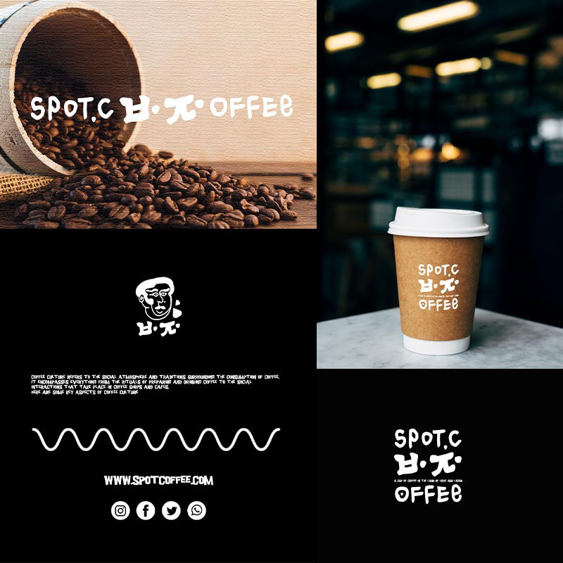 coffee logo brand identity branding  visual identity polyjin black logo White poster design Social media post