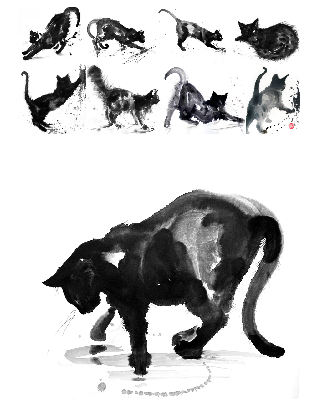 Anita Yan Wong art book Asian American asian art asian cat painting cat art ink ink kittens cat art book feline painting