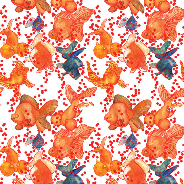 goldfish fish Ocean Nature pattern surface design water gold seamless pattern sea