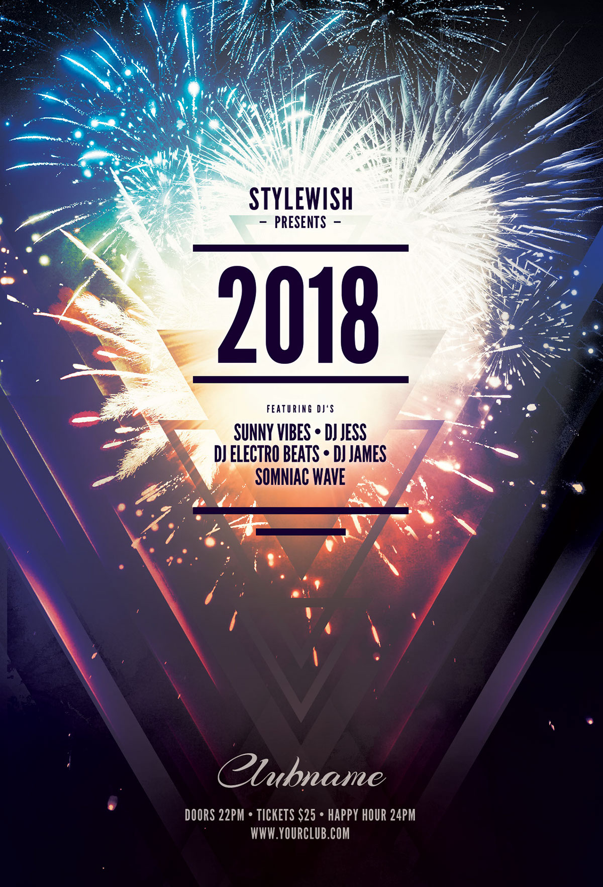 new year Nye flyer poster firework fireworks download psd photoshop design