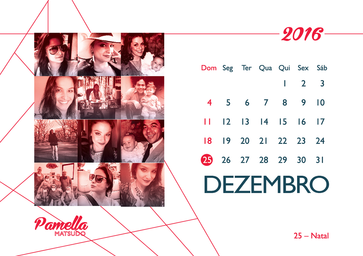 calendario calendario2016 instagram @pamellamatsudo Dias design
