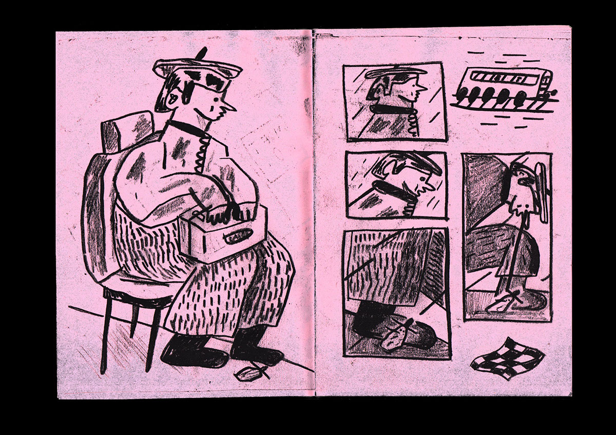 ILLUSTRATION  Drawing  design industrial Work  graphic pink Zine  charcoal Character