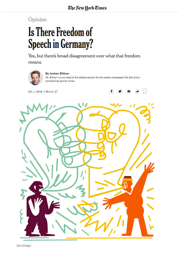 ILLUSTRATION  nyt New York Times nytopinion freedom of speech germany katiszi kati szilagyi