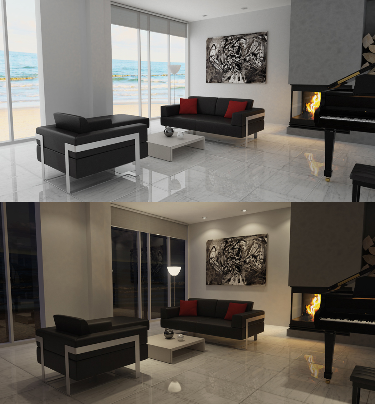 Render realistic rendering Piano