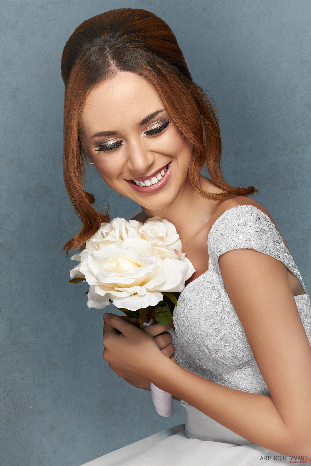 portrait Beautiful model studio lighting strobes Canon Elinchrom makeup hair bridal