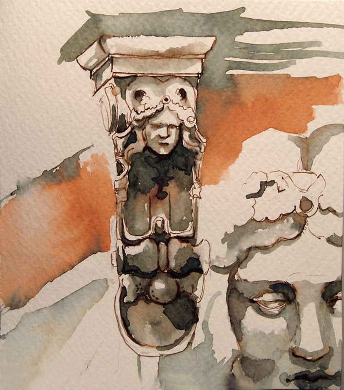 Rome watercolor watercolour dolls sketches heads