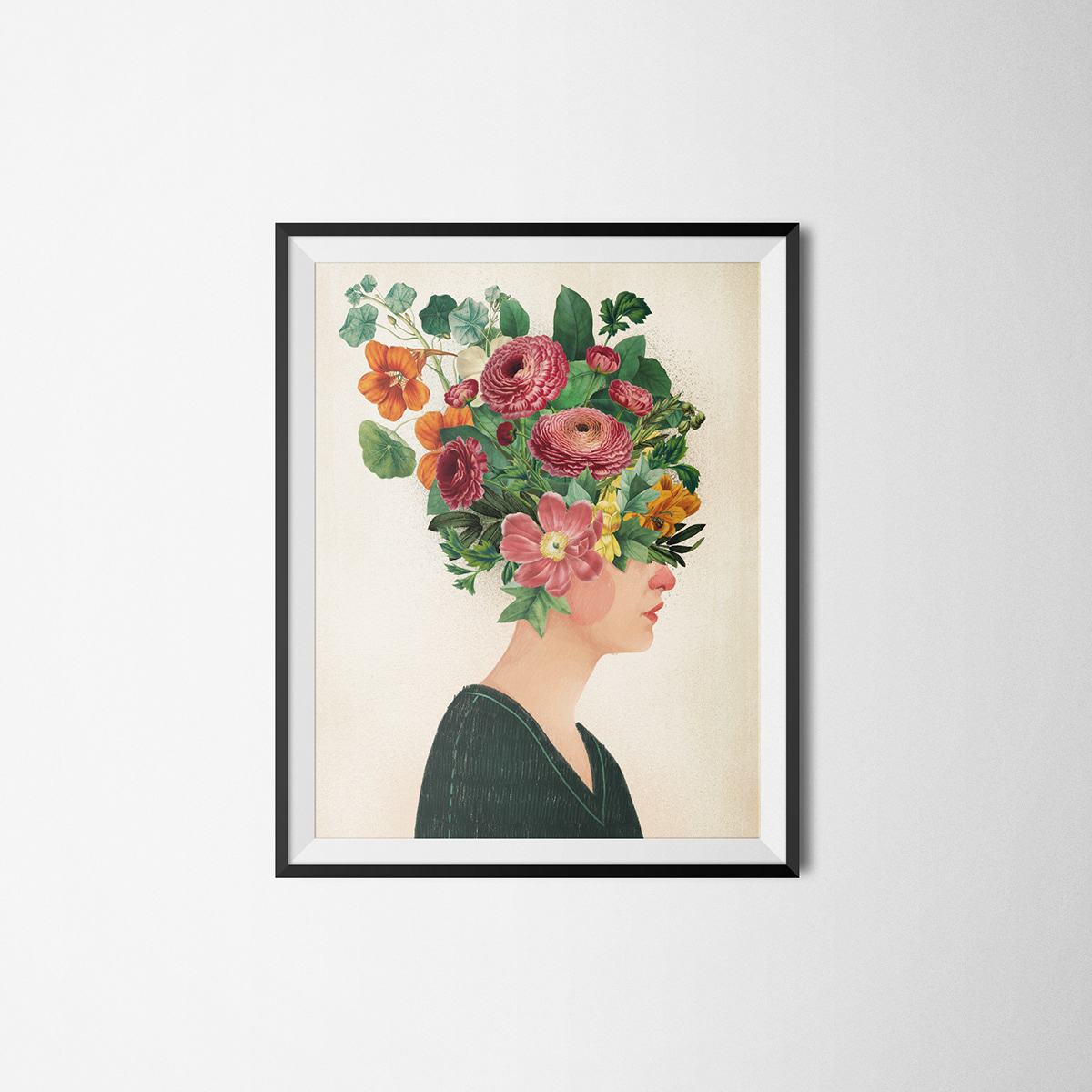 colage collage female Flowers head headless mixed work Nature portrait woman