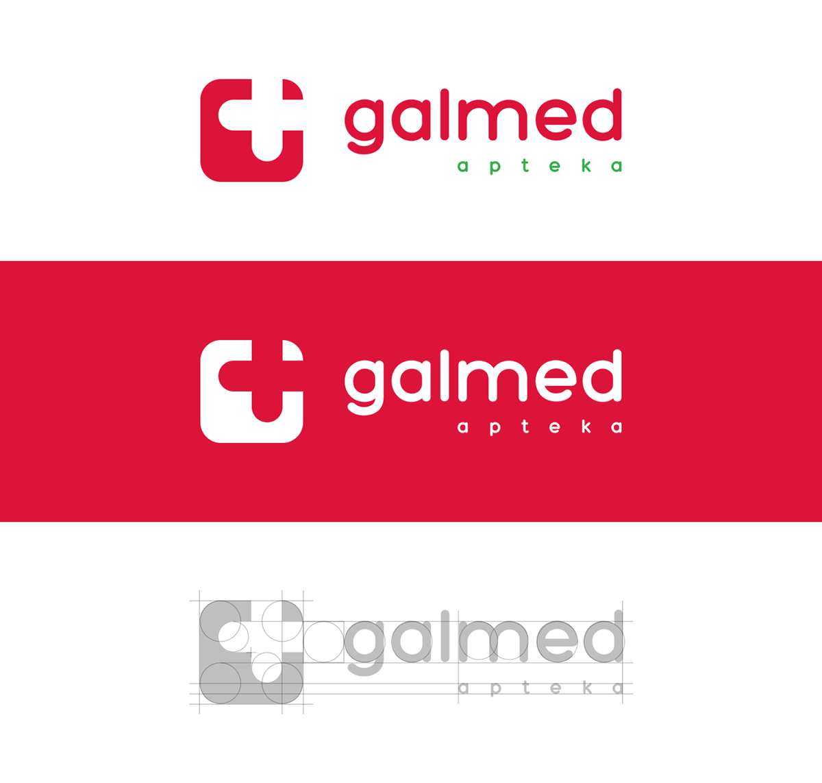 pharmacy Apteka galmed logo Logotype Project red green