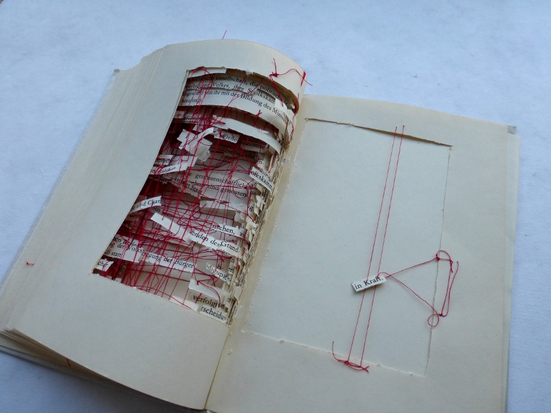 book art altered book red thread Constitution book