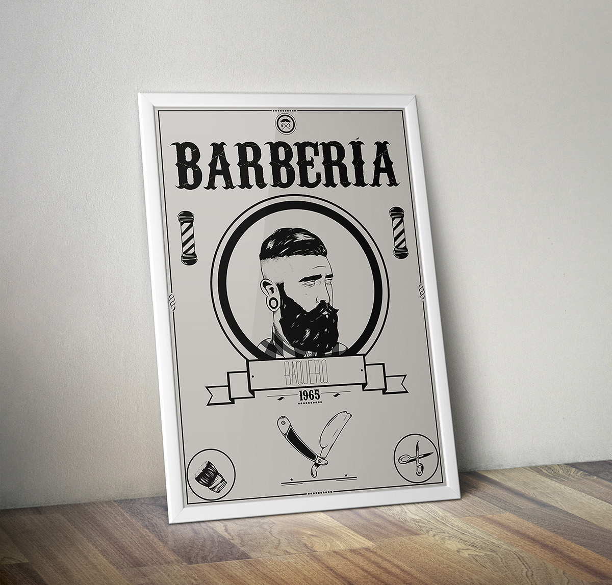 piru zeraus poster Mockup vintage barberia barber cartel