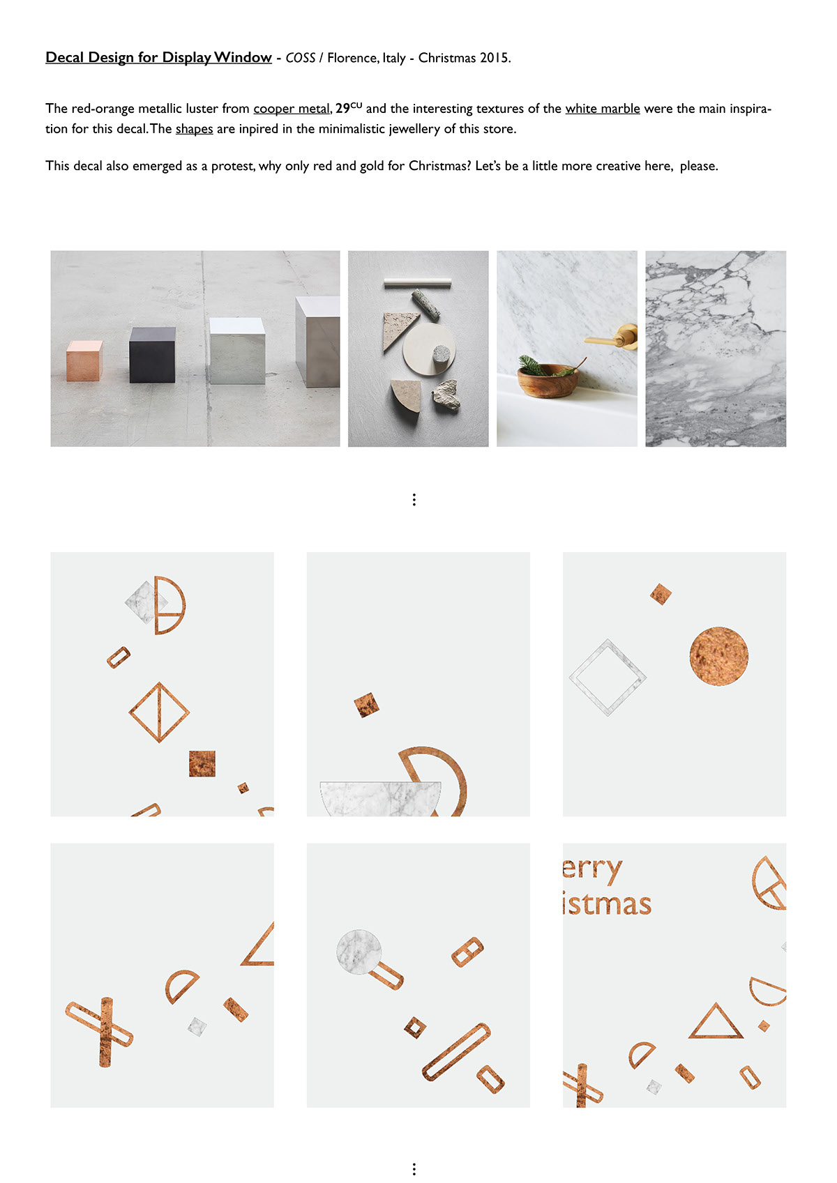 design store illustrations Christmas shapes minimalistic Marble cooper materials textures minerals Florence Italy art