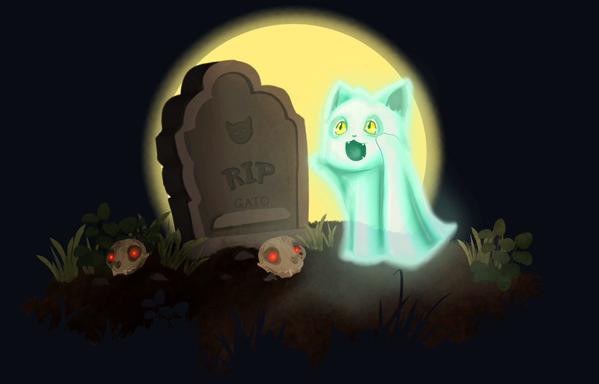 cats illustration Digital Art  ILLUSTRATION  Character design  Halloween pumpkin spooky ghost monster Character