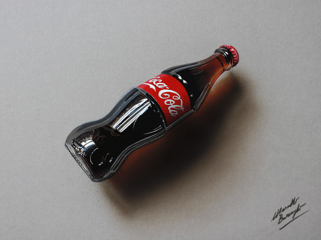 Andy Warhol Original Crayon Drawing '3 bottles Coca-Cola' - Artifacts World