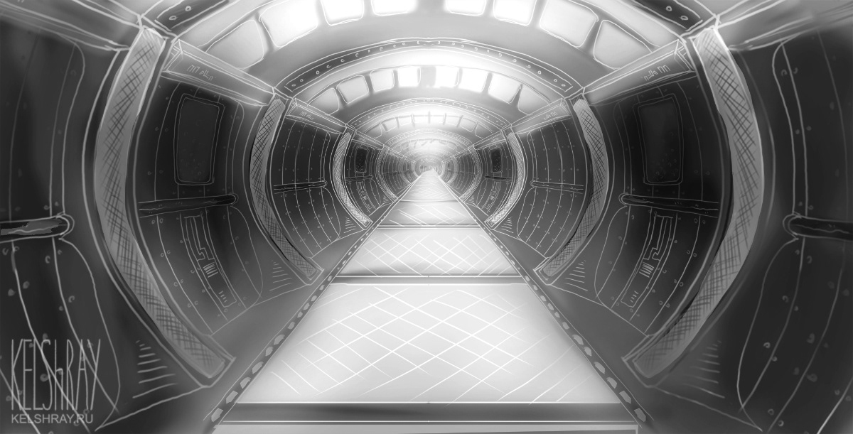 sci-fi corridor room concept art technic videogame background cosmos Shooter