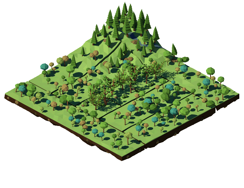 Low Poly Isometric animation  gramas Fruit Tree  aegean fig apricot mulberry