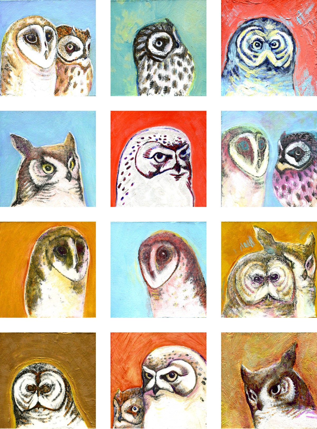 fine art Group show owls