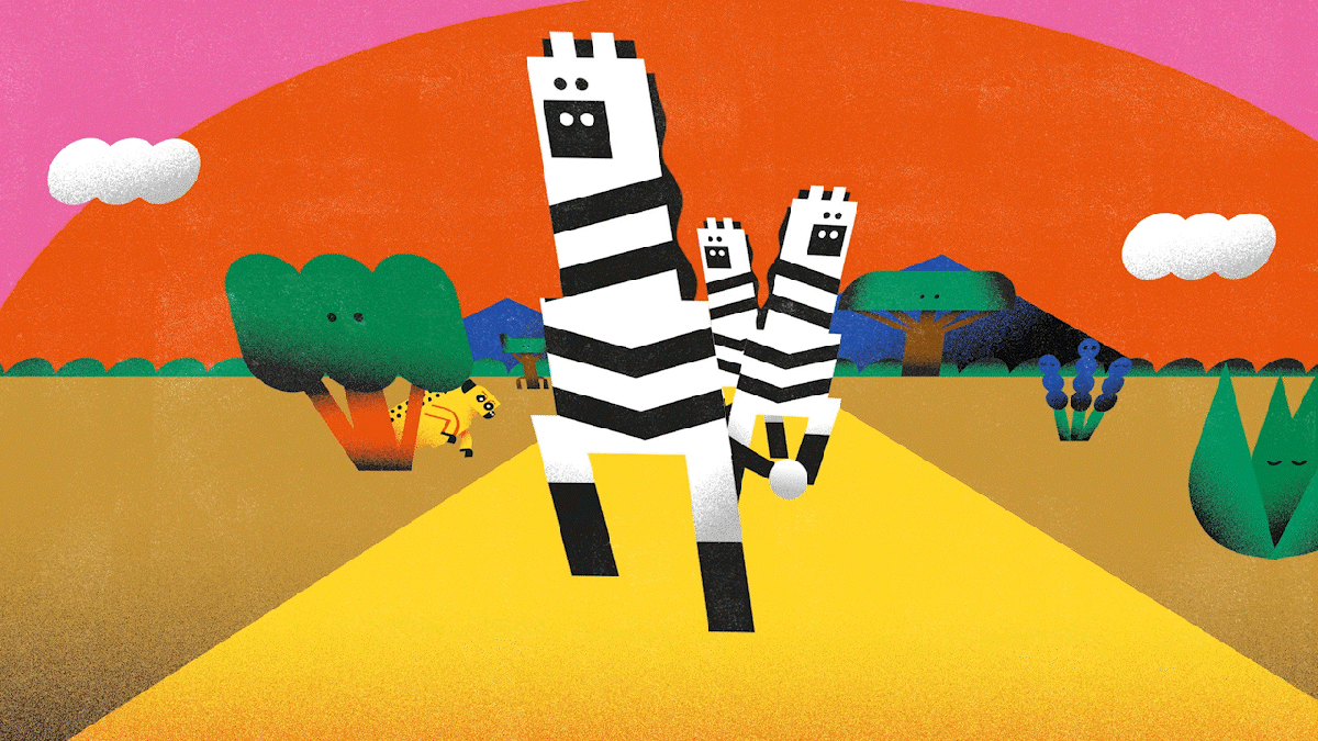 motion graphics  ILLUSTRATION  zebra africa design motion design 2D Animation cartoon Character design  artwork