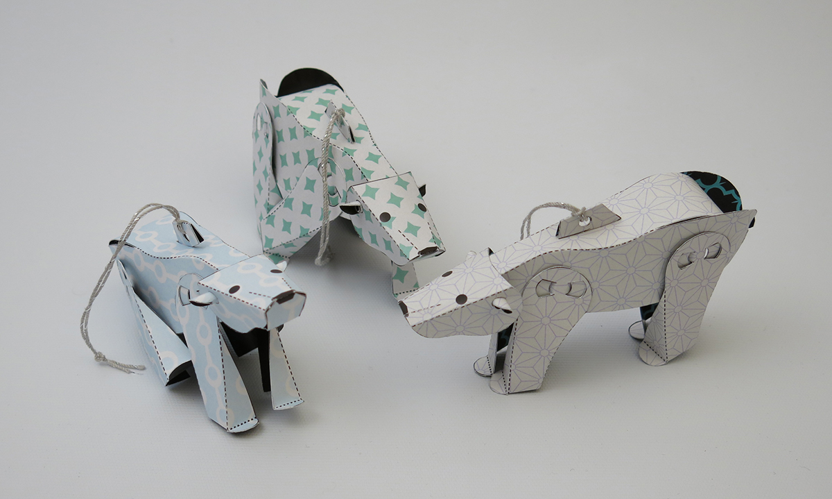 paper engineering paper craft paper toy Polar Bear Orament