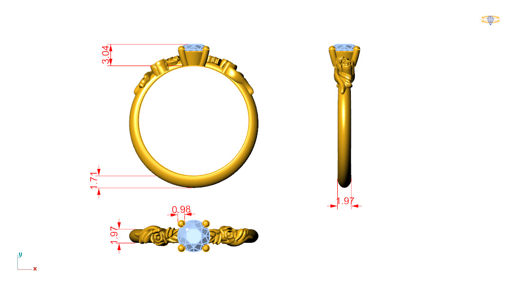 3djewellery diamond  gold ring stasiewicz
