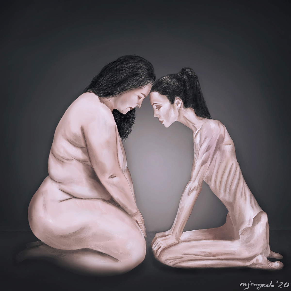 anorexia body bulimia depression Digital Art  disorder model Procreate woman womens
