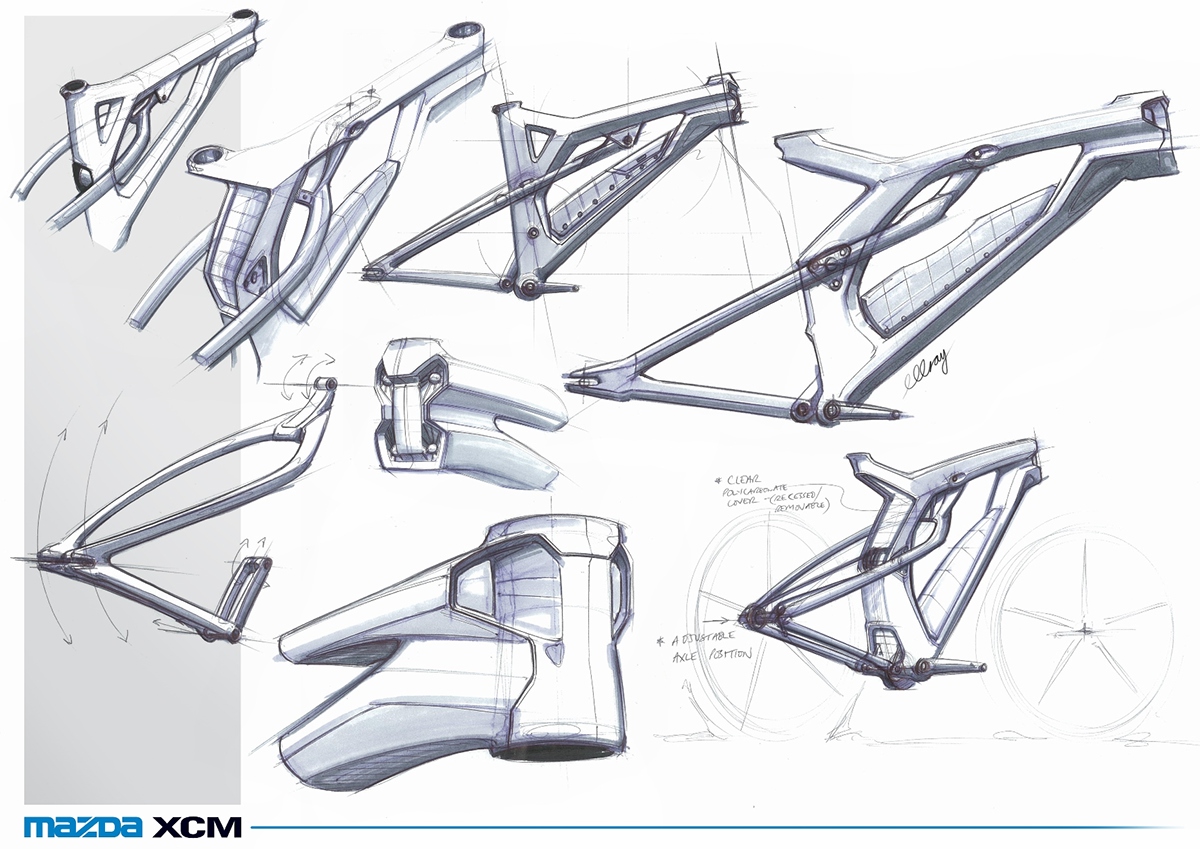 mazda XCM mountain bike Bicycle sketches Sporting Equipment automotive  