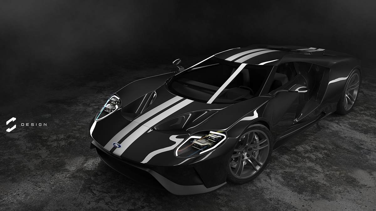 Ford gt 3D modeling rendering Maya keyshot supercar automotive   design