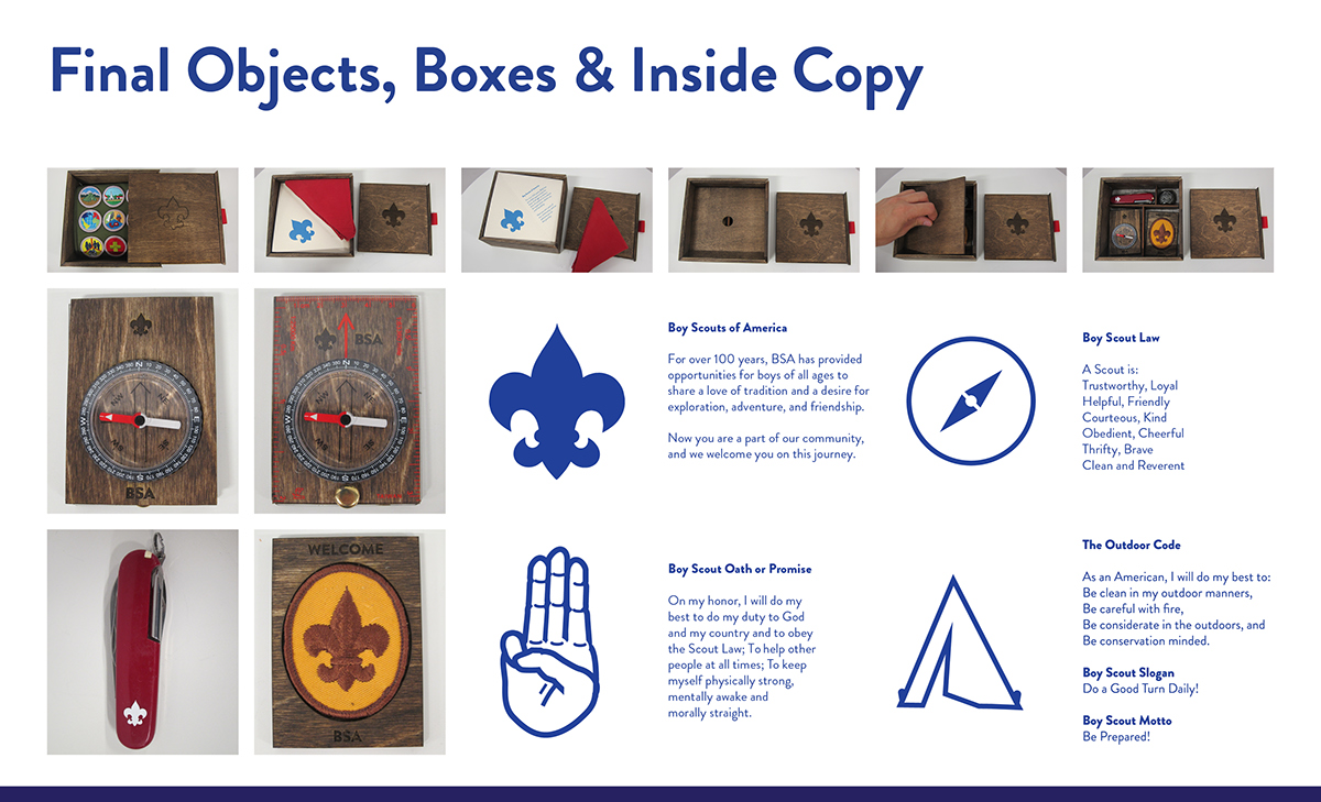 bsa BOY SCOUTS boy scout scouts scout keepsake personal personal project package box treasure chest treasure america graphics design
