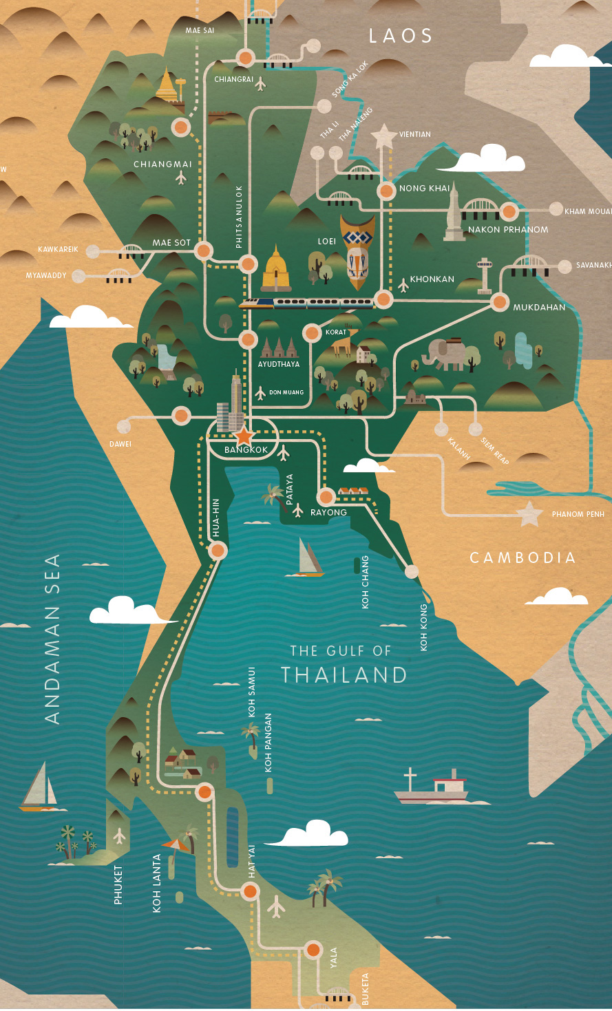 Thailand map ASEAN Monocle vector asia infographic