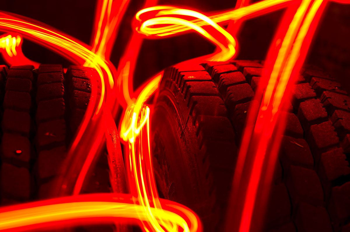 tires rubber light painting colorful metallic