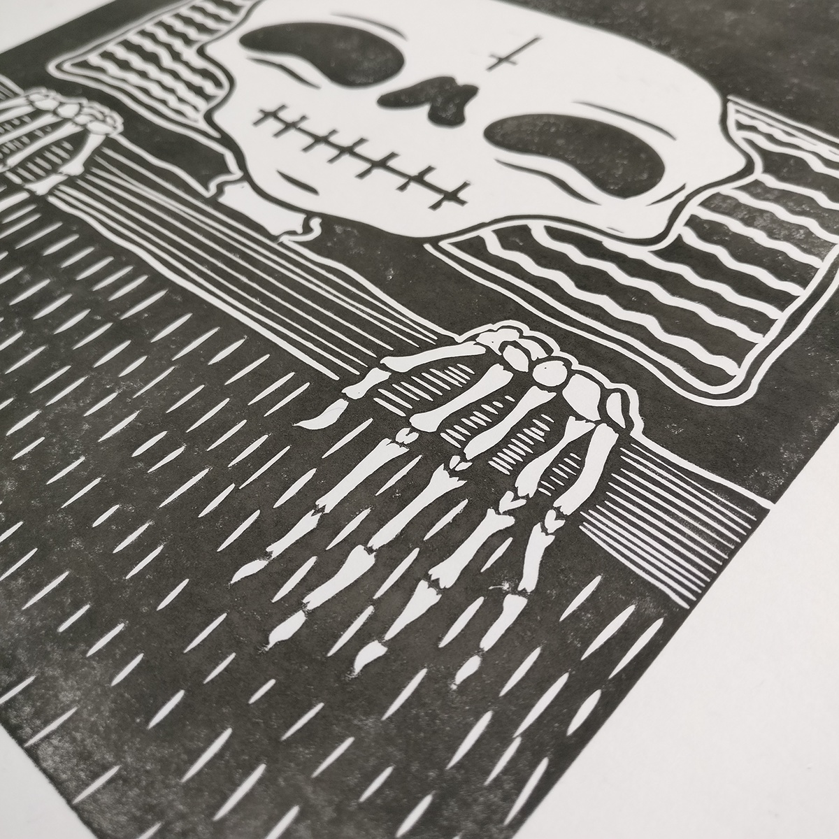 lino linoleum linocut Linoprint print printmaking Printmaker skull ILLUSTRATION  Illustrator