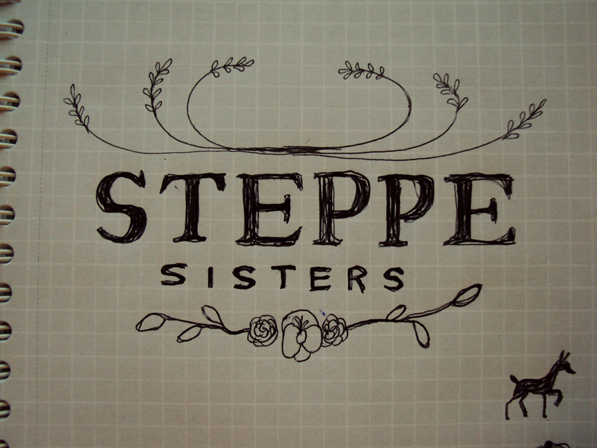 handwritten lettering hand drawn type folk wheat barley grain steppe Sisters