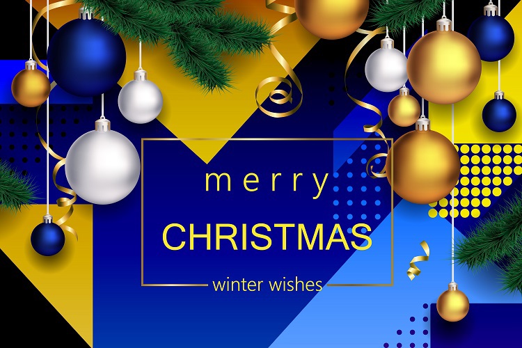 Christmas xmas Holiday modern digital ball lettering festive background concept