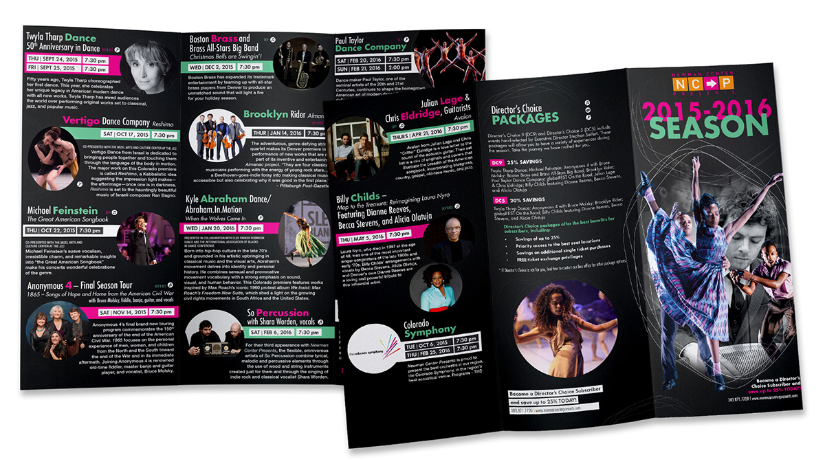 newman center print postcard brochure Promotion branding  Advertising  Performance DANCE  