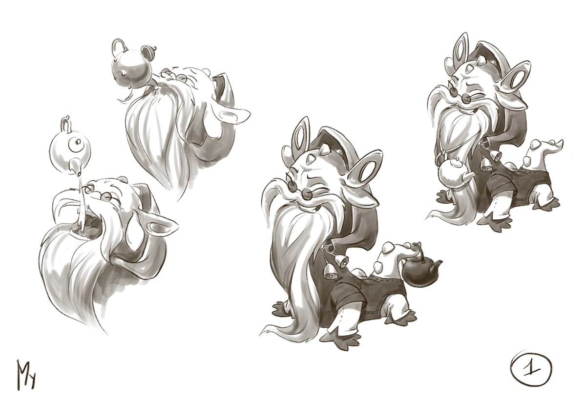 Character design  digital illustration Drawing  concept art sketch cartoon dragon teapot game character